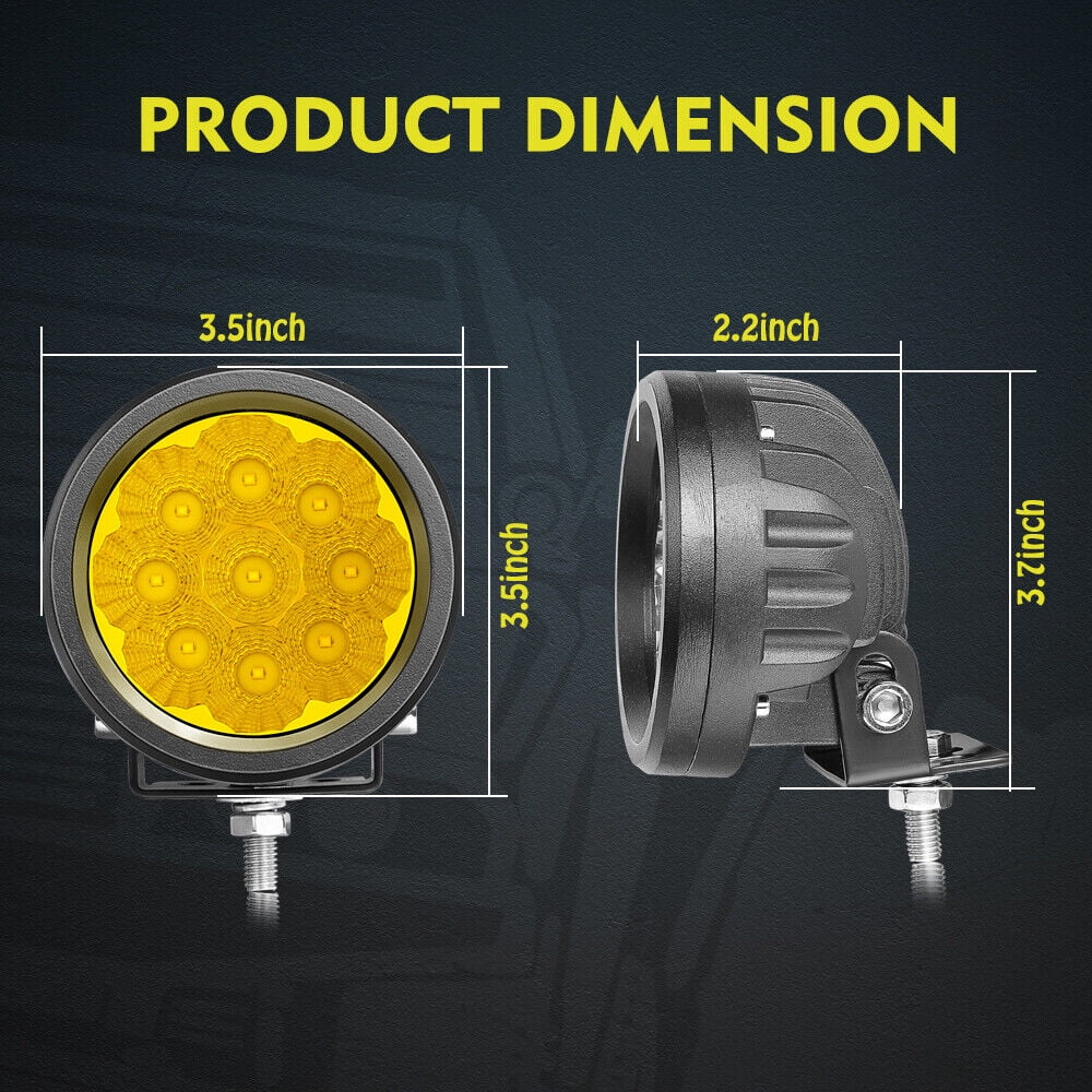 2X 3.5" 90W Round LED Work Light Pods Yellow Spot Flood Headlights Fog Lamp Truck Car JEEP SUV