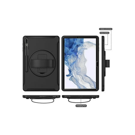 SaharaCase - PROTECTION Hand Strap Series Case for Samsung Galaxy Tab S8+ - Black