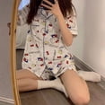 thumbnail image 2 of Sanrio-Pijama de Hello kitty para mujer, traje de manga corta con estilo Influencer, ropa bonita de dibujos animados para el hogar, se puede usar en el exterior, 2 of 4