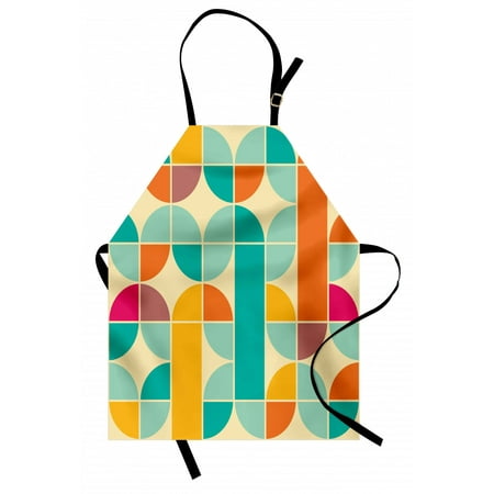 

Retro Apron Pop Art Funky Unusual Geometric Forms Mosaic Style Old Fashioned Artistic Graphic Unisex Kitchen Bib Apron with Adjustable Neck for Cooking Baking Gardening Multicolor by Ambesonne