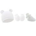 thumbnail image 3 of GYRATEDREAM 4 Pieces Newborn Boys Girls Hats Baby Hat and No Scratch Mitten and Socks Set Infant Headbands Winter Baby Caps for 0-6M Multi-color, 3 of 6