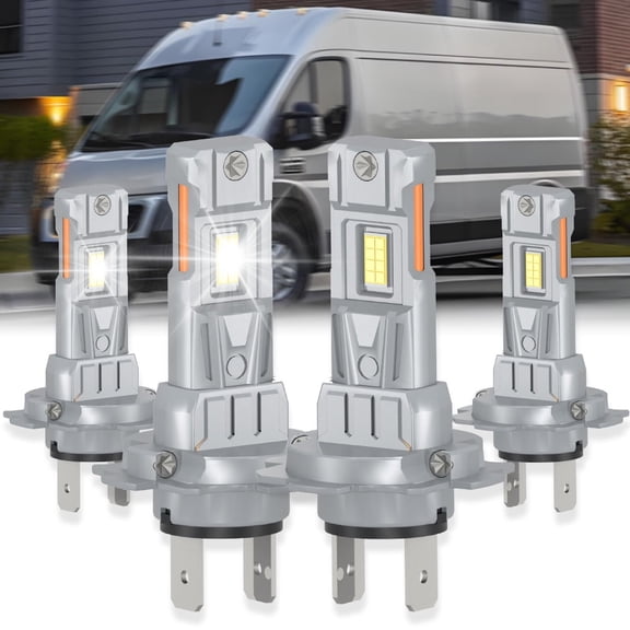 ROADSUN For Ram ProMaster 1500 2500 3500 2014-2018 LED Headlight Bulbs, High Beam H7, Low Beam H7, Pack of 4, 6008K Cool White, Plug and Play