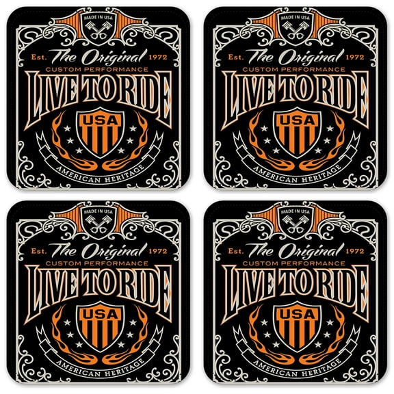 Vinyl Drink Coasters - Set of 4 - Live To Ride