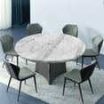 thumbnail image 2 of Round Elastic Edge Fitted Table Cover, White Granite Washable Wipeable Table Cover, for Indoor Holiday Family Banquet and Outdoor Patio Use, Fit for 44" Table, 2 of 4