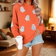 thumbnail image 5 of XSMGTUI Halloween Women's Sweatshirt Crew Neck Ghost Fall Pumpkin Long Sleeve Casual Witch Oversized Pullover Soft Comfortable Cute Vintage Graphic Top, 5 of 6