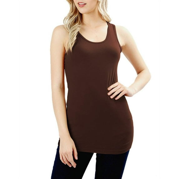 Womens Solid Basic Cotton Racerback Tank Top