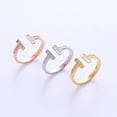 thumbnail image 4 of Anillo abierto con incrustaciones de circonitas de estilo moderno y fresco para estudiantes femeninas en forma de T doble, adecuado para uso diario, 4 of 5