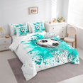 thumbnail image 3 of Homewish Soccer Football Print 7-Piece Twin Bedding Sets For Teens,Teal Watercolor Splash Bedding Comforter Set,Sport Ball Game Breathable Sheet Sets,Luxury Bedroom Decor,Reversible, 3 of 8