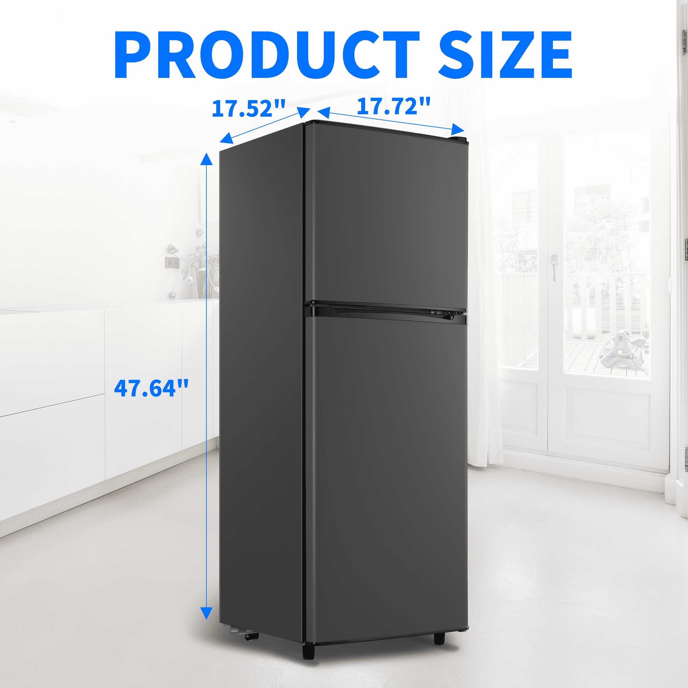 Mini Refrigerator シルバー 2段棚付き 2.4 Cu.Ft Mini Fridge Small Refrigerator with Freezer 2