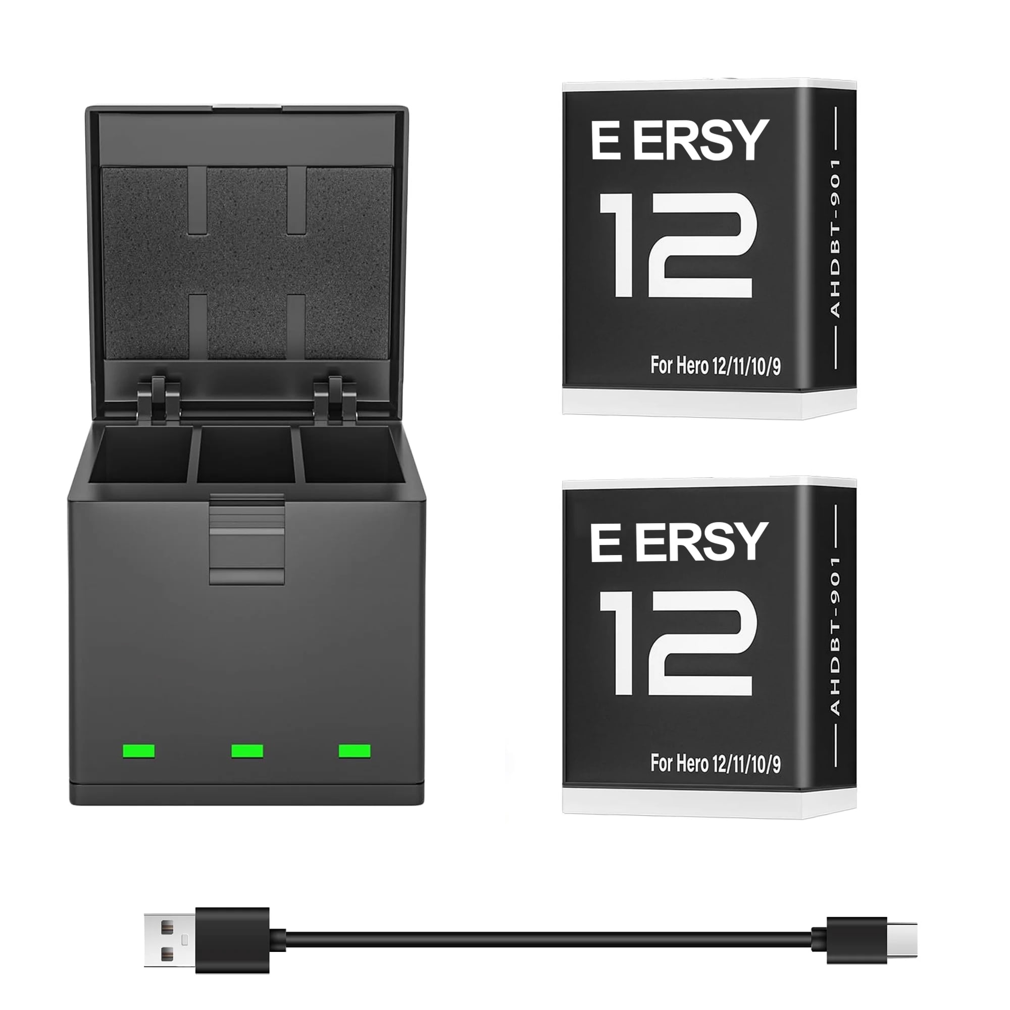 Batteria Ricaricabile 1200mAh Per GoPro Hero 4 - Confezione Da 3 Con Caricatore Rapido 3 Canali