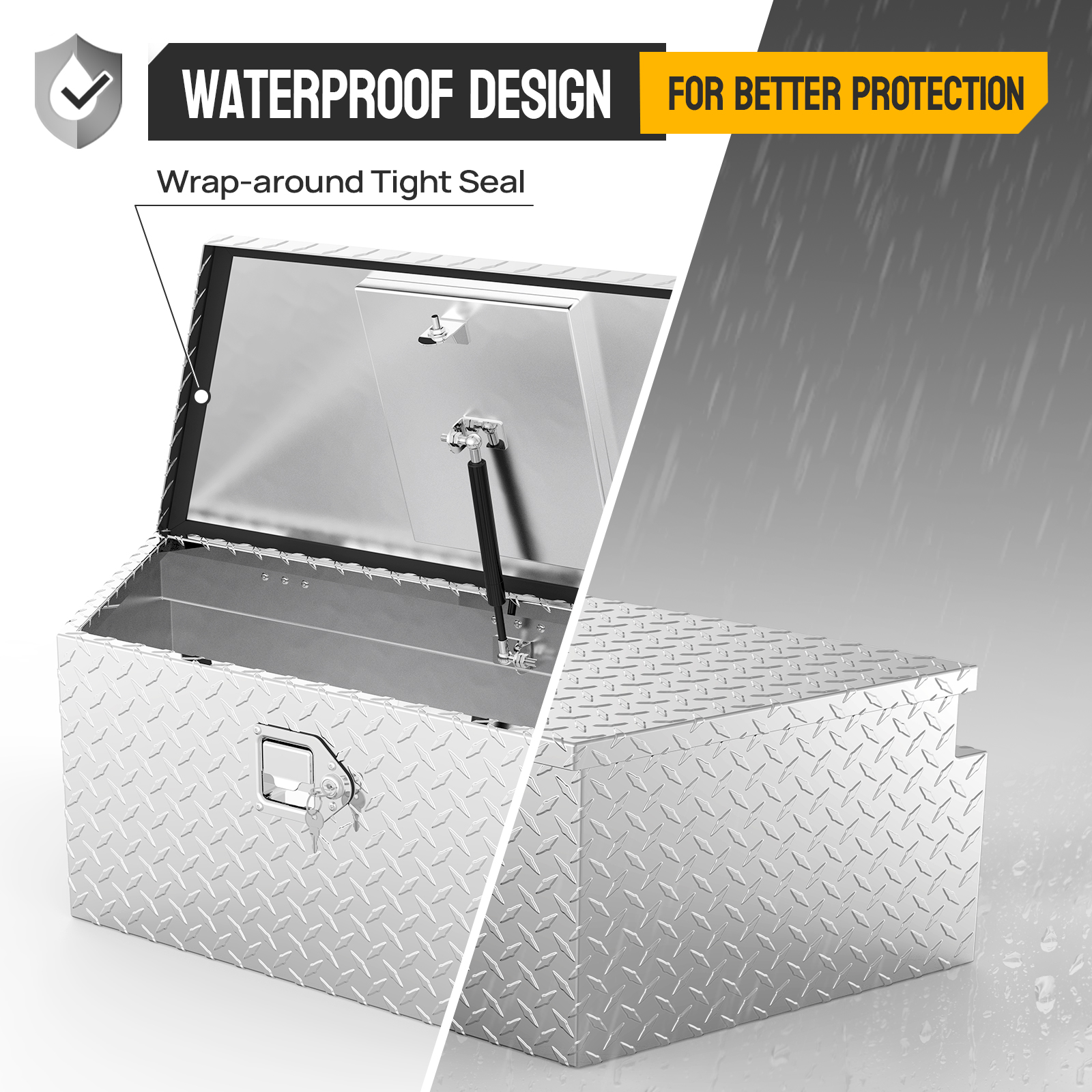 ‎TUFFIOM Lockable Tool Boxes and Organizers, Aluminum Alloy Silver, 39” x 18.3” x 11.8”