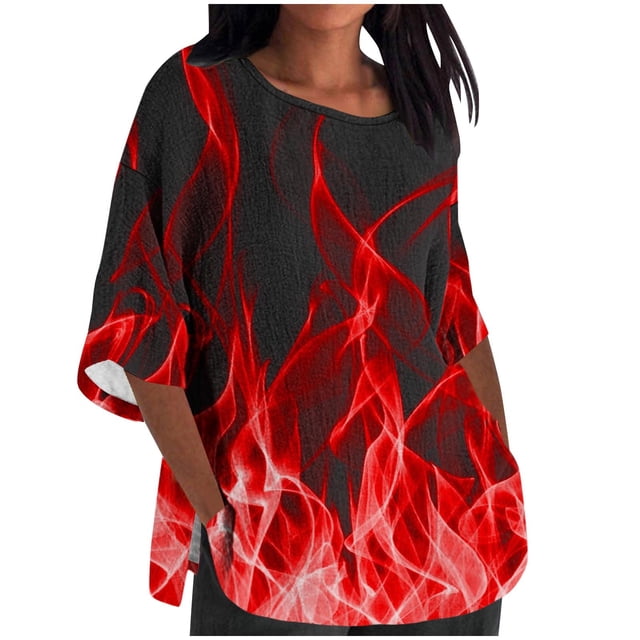 Birdeem Blouses pour Femmes Mode Décontractée Manches 3/4 Imprimé Coton Ample