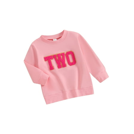 

Bagilaanoe Toddler Baby Girl Boy Birthday Sweatshirt Long Sleeve Letter Embroidery Pullover 1T 2T 3T 4T 5T Kids Loose Tee Tops