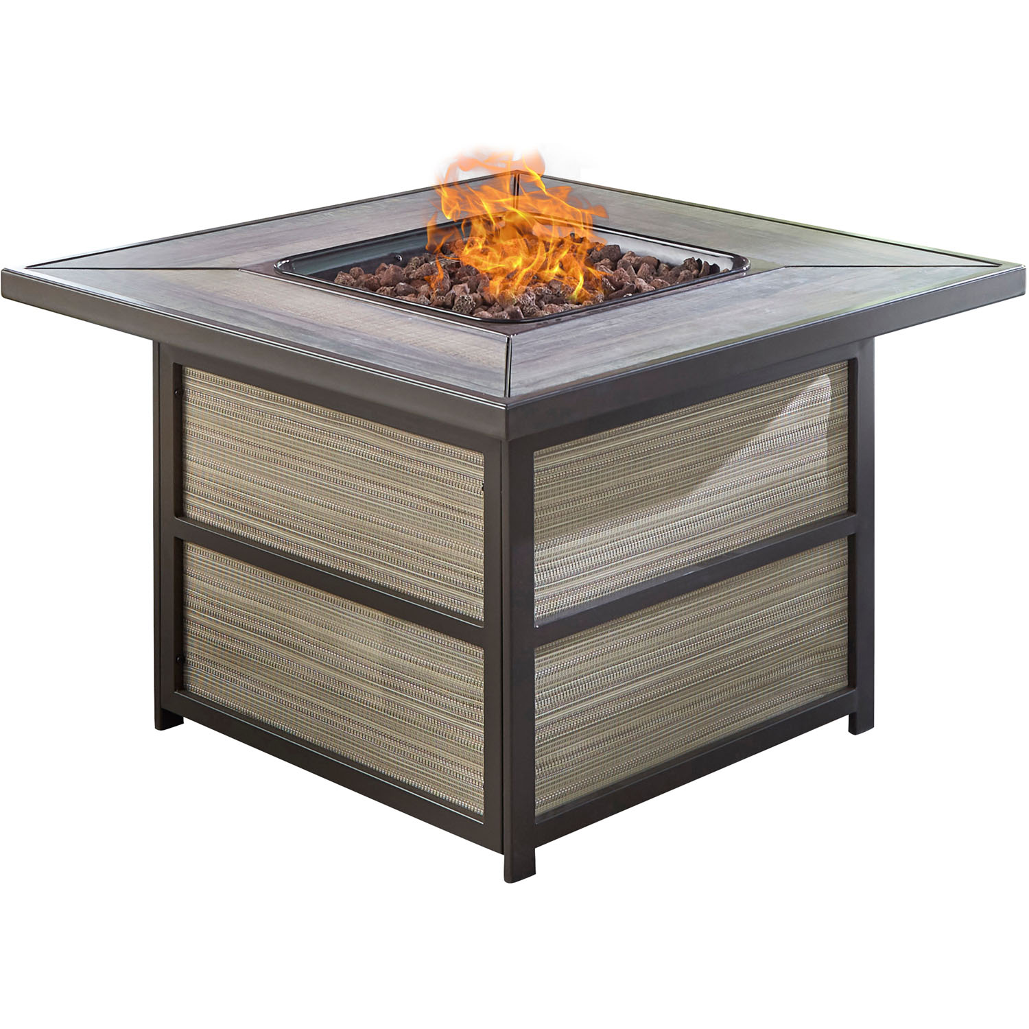 Hanover Orleans 5 Pcs Wicker and Steel Propane Fire Pit Chat Set, Avocado Green - image 5 of 9