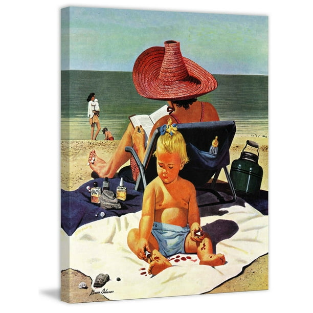 Marmont Hill Baby And Nail Polish Stevan Dohanos Painting Print On Canvas Walmart Com Walmart Com