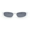 thumbnail image 2 of Womens Mod Narrow Rectangle Plastic Retro Sunglasses White - Black, 2 of 4