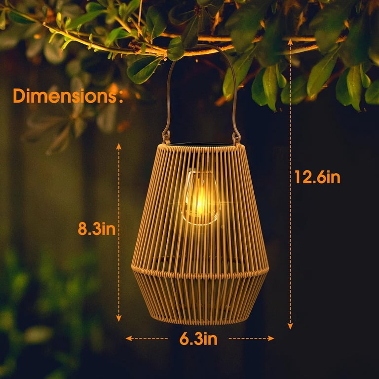 Hand-Woven Solar Lantern For Garden – IP65 Waterproof Hanging Light With Auto Dusk-to-Dawn Sensor, 1000mAh Battery – Outdoor Patio Balcony Décor