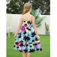 thumbnail image 4 of Aideaone Girls Summer Flowy Dress Spaghetti Straps Sleeveless A Line Printed Casual Sundress 6-12Y, 4 of 6