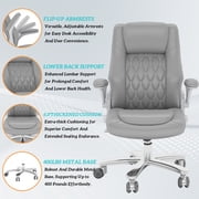 Ninecer Big and Tall Reclining Office Chair, 400lbs High Back Executive Chair with PU Leather, Gray