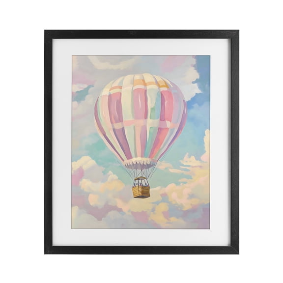 Stupell Industries Eclectic Pastel Hot Air Balloon Black Framed Print Under Glass, 13 x 16, by The Prints Vibe