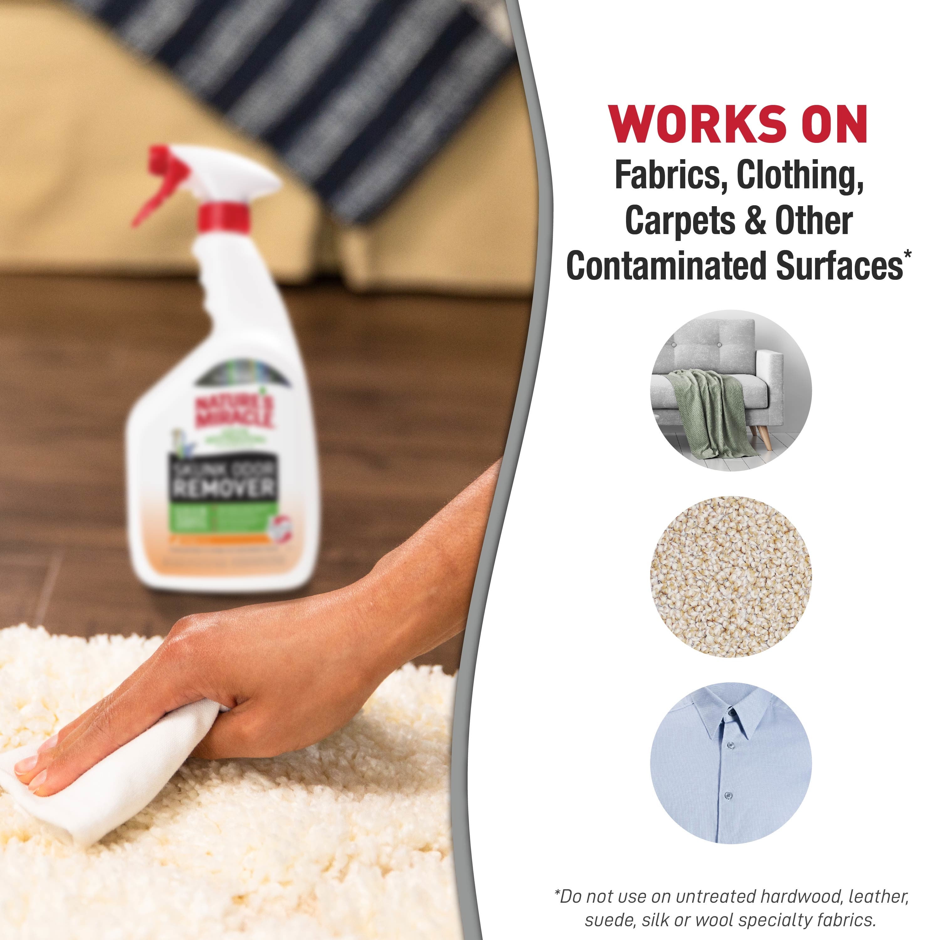 Nature's Miracle Skunk Odor Remover for Fabric, Clothing, Carpet and More, Citrus Scent, 32 oz