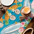 thumbnail image 3 of Coastal Beach Table Runner 70 Inches, Summer Tropical Plants Ocean Blue Wood Grain Bed Runner Dresser Scarves Tabletop for Indoor Outdoor Parties/Ceremony/Banquet, 13" x 70", 3 of 9
