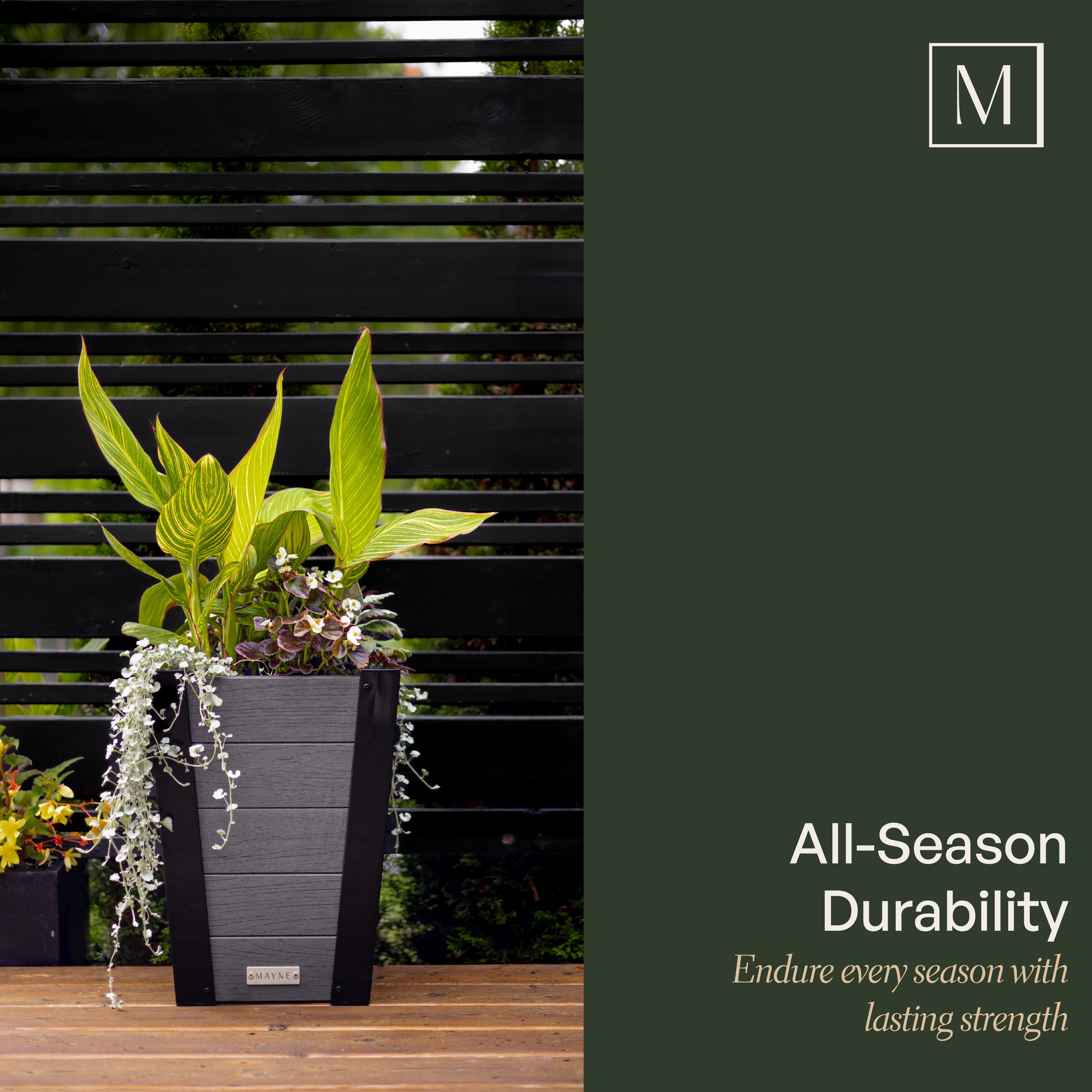 Horizon 22in Tall Tapered Planter - Charcoal