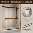 thumbnail image 4 of ACE DECOR 56-60in. W x 70in. H Double Sliding Semi-Frameless Shower Door, with Clear SGCC Tempered Glass, Matte Black Finish, 4 of 11