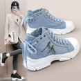 thumbnail image 3 of Zapatos altos de lona para mujer para primavera y verano, suela gruesa transpirable, zapatos casuales con aumento de altura, botas Martin para deportes, 3 of 6