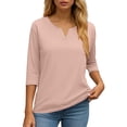 thumbnail image 5 of felwors 3/4 Length Sleeve Womens Tops Dressy Casual V-Neck Puff Sleeve Blouses Business Work Tunic Shirt S-XXL (Light Pink, XXXL), 5 of 7