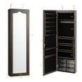 thumbnail image 3 of Gymax Wall Door Mounted Jewelry Armoire with LED Mirror and Lock, Brown, 3 of 10