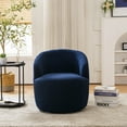 thumbnail image 2 of Onbeam Accent Chairs for Living Room and Bedroom - Swivel Barrel Chair and Reading Armchair with Teddy Fabric and Metal Base - Blue, 2 of 10