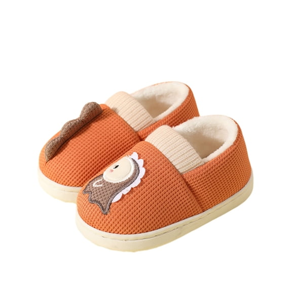 GobdXE Cute Cartoon Dinosaur Kids Closed Back Slippers Warm Lined Indoor House Slippers for Home Wear Size:5.5-6 Years