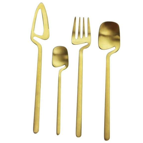 Cutlery Set,Stainless Steel Dinner Tableware,Flatware Set,Knife Fork Spoon Dinnerware Set Set(Gold,8 PCS)