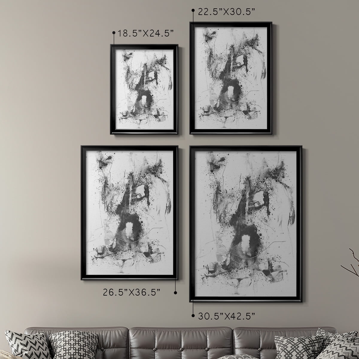 Graphite Abstract II Premium Framed Print, in Gold, Black, or Silver - Ready to Hang