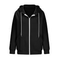 thumbnail image 5 of Feancey Women's Zip Up Hoodies Comfy Knitted Cotton Long Sleeve Hooded Jacket Fall Fashion Tunic Sweatshirt Jackets with Pockets Black 3XL, 5 of 7