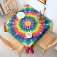 thumbnail image 2 of Colorful Rainbow Tie Dye Spiral Pattern Square Tablecloth,Waterproof Square Table Cover,Wipeable Spillproof Washable Table Cover for Home Kitchen Party Decor 52"x52"(132x132cm), 2 of 6