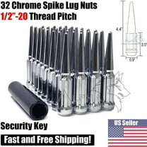 32 Chrome 1/2-20 Spline Spike Lug Nuts Fits Ford F-250 F-350 E-250 E-350 Key