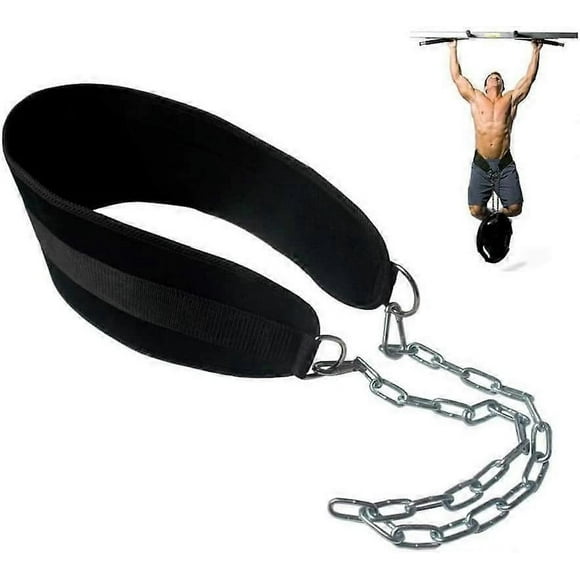 Pull-up Belt Weighted Dip Belt with Chain Double D-ring Weightlifting Back Support Strap Home Gym Equipment Waist Belt