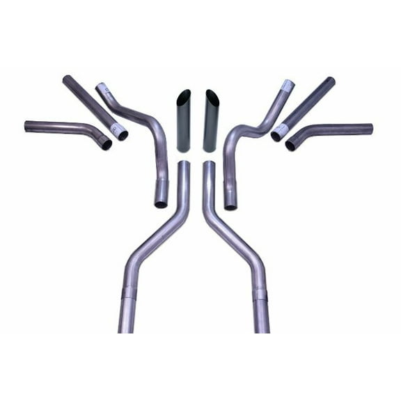 Chevy GMC C10 63-72 2.5" Dual Exhaust Kits No Muffler Black Tips Side Exit