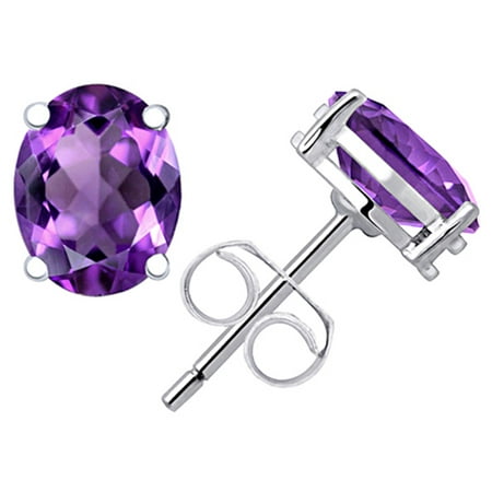 Birthstone Earrings For February Stud Earrings For Women | Purple Amethyst Sterling Silver Stud Earrings | February Birthstone Earrings | Hypoallergenic Nickle Free Earrings | Tiny Stud Earrings Sensitive Ears | Dally Wear Earrings ()