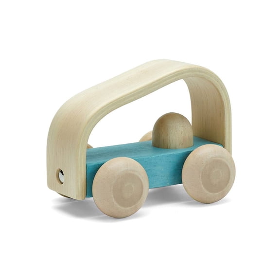 PlanToys® Vroom Car Wooden Push Toy for Toddlers | Eco-Friendly Toddler Push Car for Indoor Play | Montessori Fine Motor Learning Toys for Kids