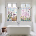 thumbnail image 4 of Spring Easter Kitchen Curtains 54 Inch Length, Watercolor Pink Yellow Bunny Tulip Eggs Plaid Tiers Curtains for Bathroom Bedroom Cafe, Light Filtering Small Window Treatment Drapes 2 Panels 42"Wx54"L, 4 of 8