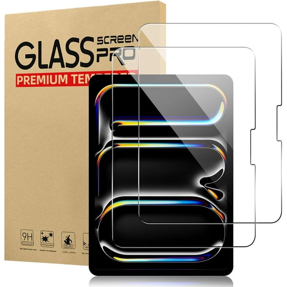 Fesign Screen Protector for iPad Pro 13 inch M5/M4(8th/7th Generation,2025/2024), 2 Pack HD Clear 9H Tempered Glass Film with Face ID & Apple Pencil Pro Compatible, High Sensitivity Case Friendly
