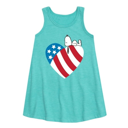 

Peanuts - Snoopy On Flag Heart - Toddler & Youth Girls A-line Dress