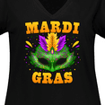 thumbnail image 4 of Inktastic Mardi Gras with Green Masquerade Mask Women's Plus Size V-Neck T-Shirt, 4 of 5