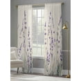 thumbnail image 4 of Spring Flower Sheer Curtains 84 Inch Long 2 Panels, Vintage Purple Lavender Linen Texture Light Filtering Rod Pocket Semi Sheer Curtains, Sheer Voile Drapes for Living Room Bedroom, 52"x84", 4 of 5