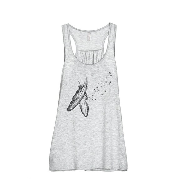 Spirit Feathers Women's Fashion Sleeveless Flowy Racerback Workout Yoga Tank Top Sport Grey X-Large