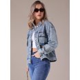 thumbnail image 2 of DARING DIVA Women's Button Down Cargo Denim Western Outfits S Gray Blue, 2 of 7