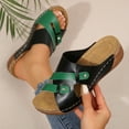 thumbnail image 3 of THDHVS Black Sandals Women,Women's Fashion Casual Summer Color Matching Roman Leisure Bow Step Shoes Wedge Heel Slippers Black, 3 of 5